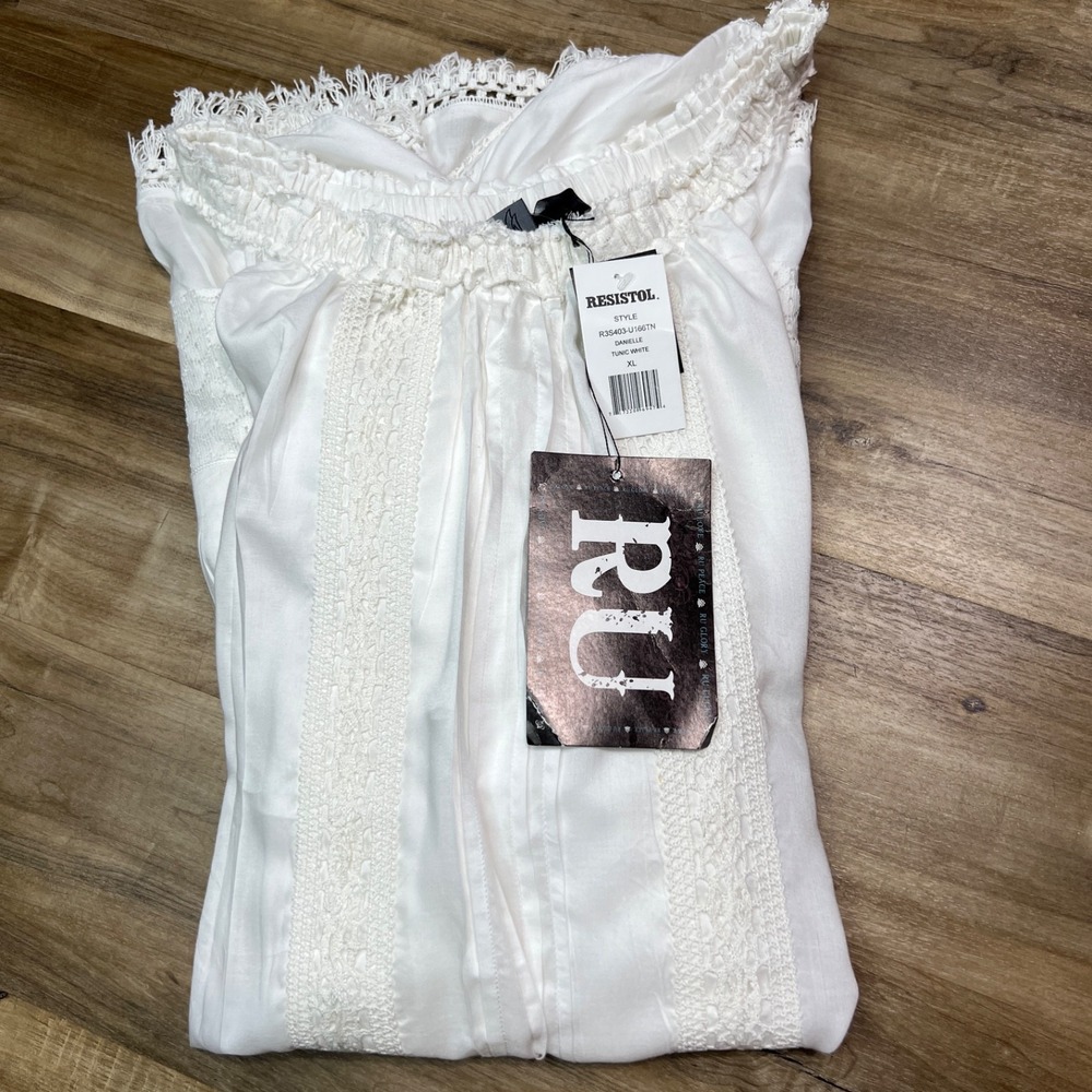 Resistol White Lace Dress XL 100% Rayon Boho Western Fringe Cowgirl Style NWT - Picture 13 of 13